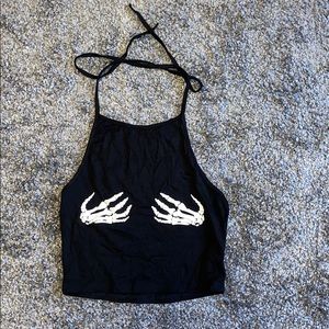 Halloween Skeleton Hands Crop Top